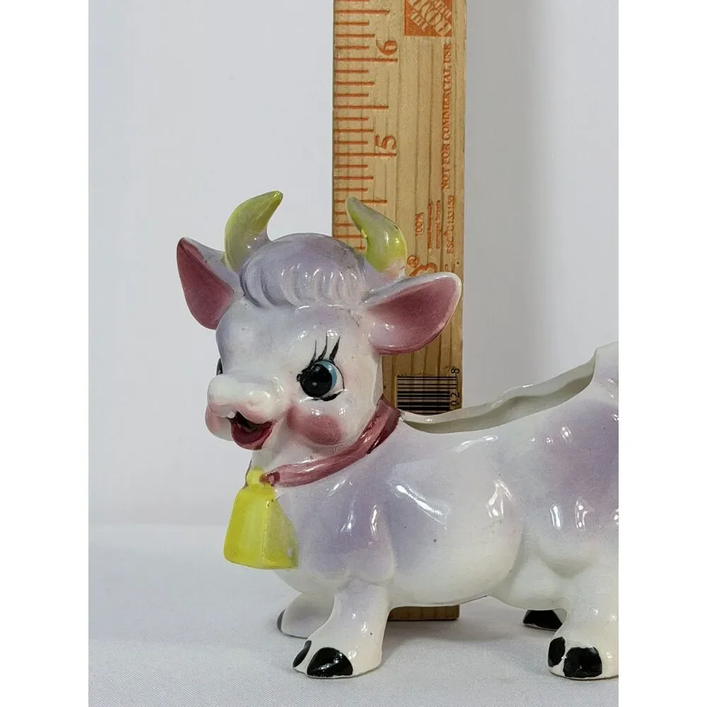 VTG Anthropomorphic Dairy Cow Planter Bell Made in Japan Farmhouse